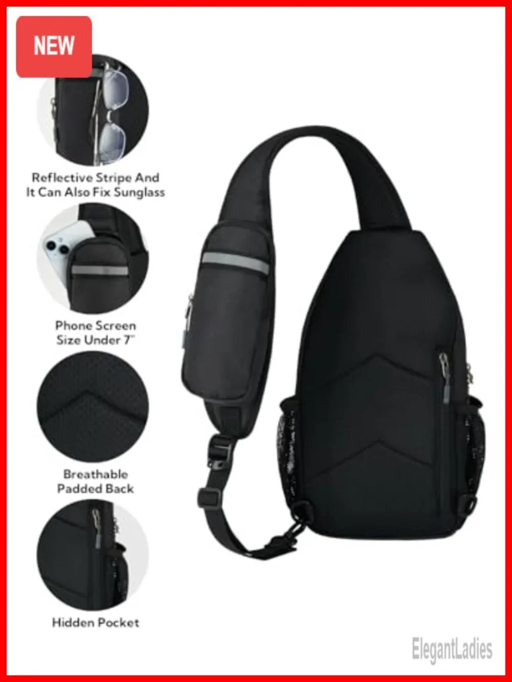 WATERFLY RFID Sling Backpack Crossbody Travel Hiking Daypack Water Resistant